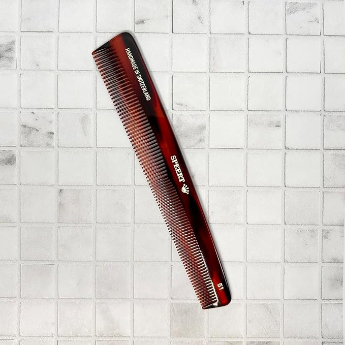 #51 Handmade Wide Narrow Tooth Comb Tortoise Havana Acetate Thick Coarse Curly Thin Fine Straight Hair Detangling Parting Grooming Teasing Hair Styling Hairdresser Barber Hairdressing Wet Dry