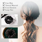 Black Silk Scrunchies for Women 100% Mulberry Silk Hair Ties for Night Sleep Scrunchies for Girls No Damage & Frizz Prevention for Hair Hair Accessories-3pack