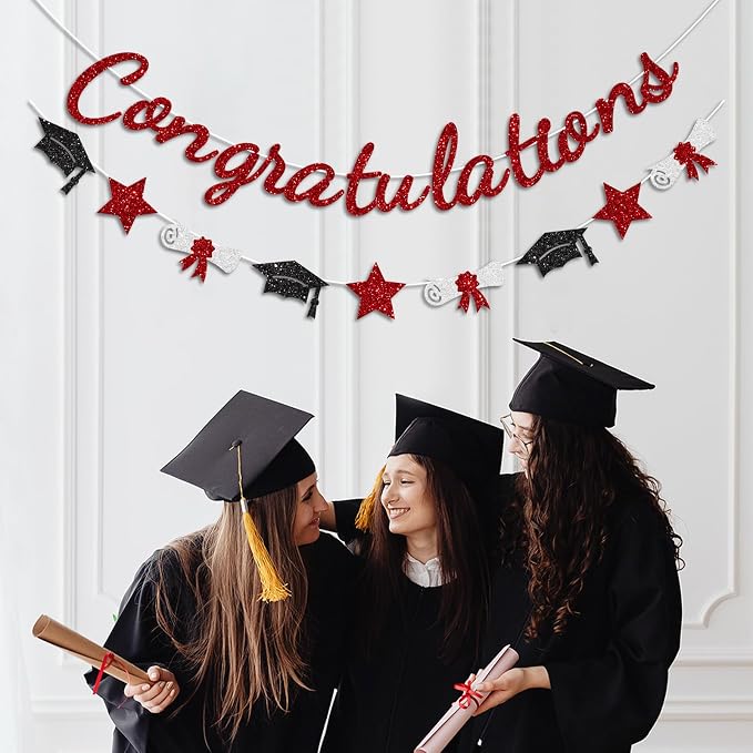Congratulations Banner Red and Black Graduation Decorations Class of 2026 - Image 5