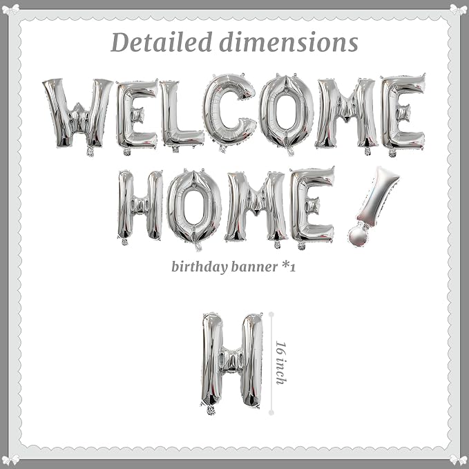 16 Inch Silver Welcome Home Banner Balloon Foil Letter Balloon Anniversary - Image 2