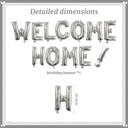 16 Inch Silver Welcome Home Banner Balloon Foil Letter Balloon Anniversary - Image 2