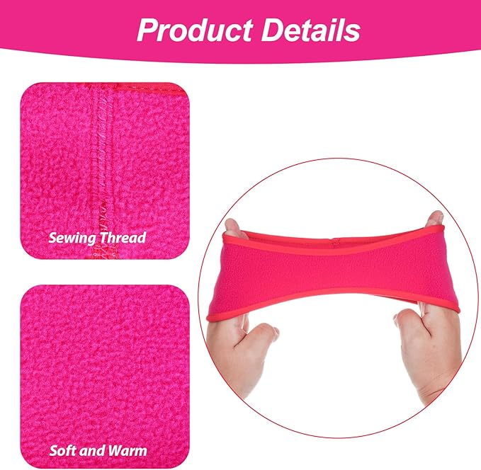 Sucrain 4 Pcs kids Ear Muffs Winter Stretch Ear Warmer Fleece Headband for Girls Boys Outside Sporting Running Ski Cycling
