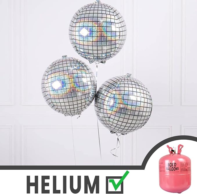 PartyWoo Silver Disco Ball Large Giant 4D Jumbo Foil Balloons 6pcs 22 Inch | 22 - Image 4