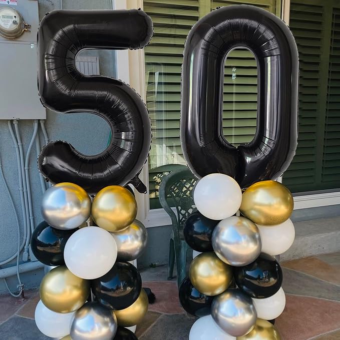 Number Balloons Black Party Balloon - Image 5