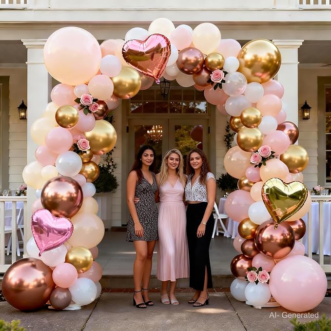 Rose Gold Pink White Balloon Arch Kit, - Image 6