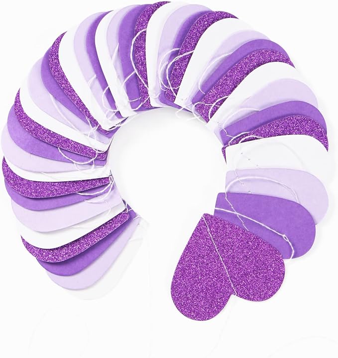 Purple Party Decoration Heart-Garland - 52Ft Purple Lavender White Streamers - Image 4