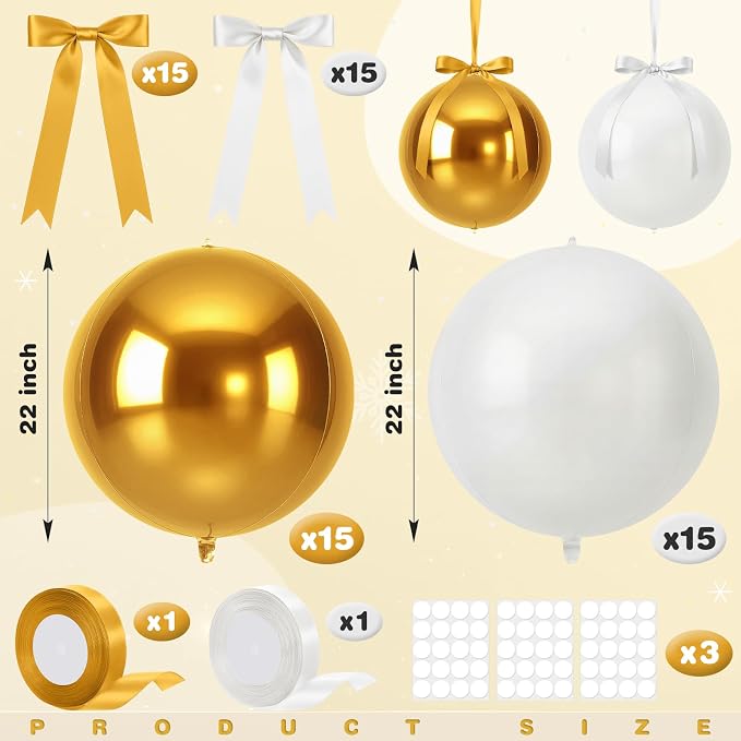 Jenaai 30 Set Graduation Foil Balloons Bulk 22 Inch 4d White and Gold Metallic - Image 2