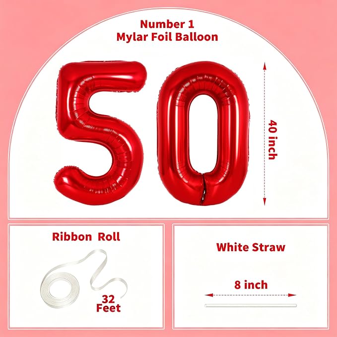 Number Balloons Red Party Balloon - Image 2