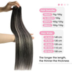 YoungSee 130G Weft Hair Extensions Ombre Black Sew in Hair Extensions Black Ombre Silver Blonde Balayage Sew in Hair Extensions Real Human Hair 24Inch