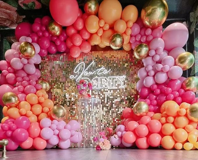 Pink and Orange Balloon Arch Kit, ADOINBY 161Pcs Hot Pink Orange Metallic Gold - Image 4