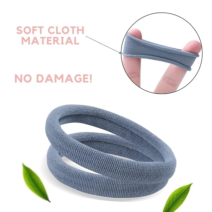 60 Pcs 2 Inch Neutral No Damage Hair Ties for Women Thick Hair, Large Soft Seamless Nylon Fabric Elastic Hair Ties Ponytail Hair Holders Hair Elastics Hair Band for Women