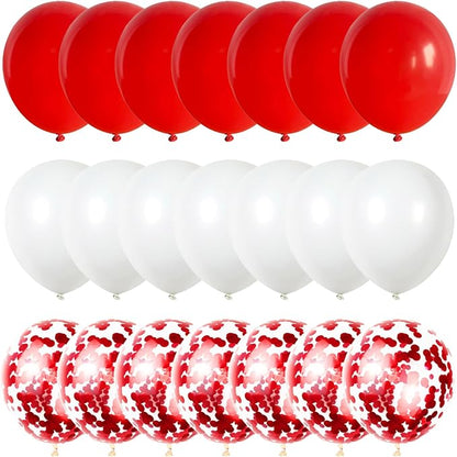 Red White Balloons Set, 35 Pack 12 Inch Red White Confetti Latex Party Helium - Image 7