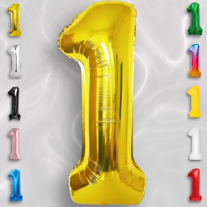 Gold Number Balloon 1 Mylar Foil Balloons 32 inch - Image 2