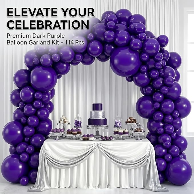 114pcs Dark Purple Balloons, 18 12 10 5 Inch Different Sizes Balloon | Balloons - Image 6