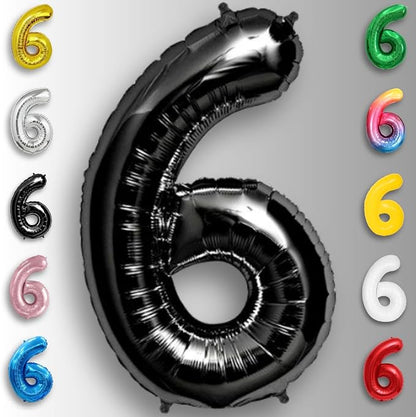 Black Number Balloon 6 Mylar Foil Balloons 16 inch Small - Image 4