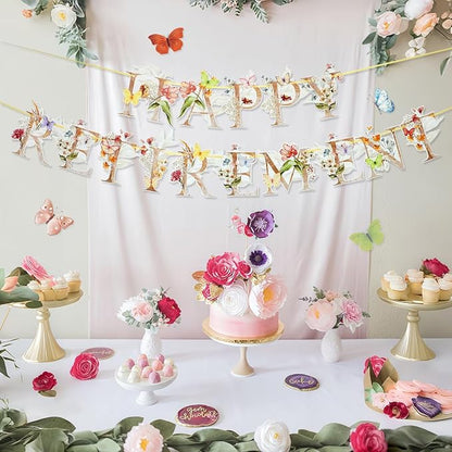 Flower Butterfly Happy Retirement Banner, Colorful Wildflower & Butterflies - Image 4