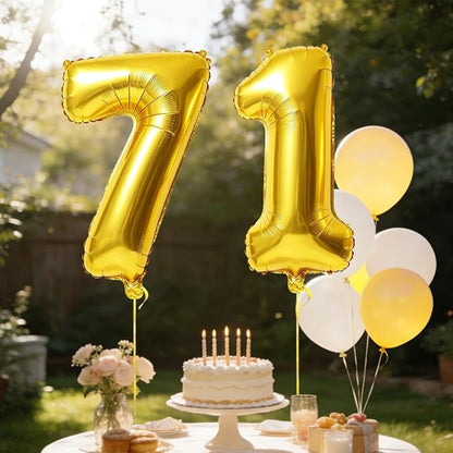 40 Inch Number 71 Balloons for 71st Birthday Party Decorations, 0-100 Gold - Image 3