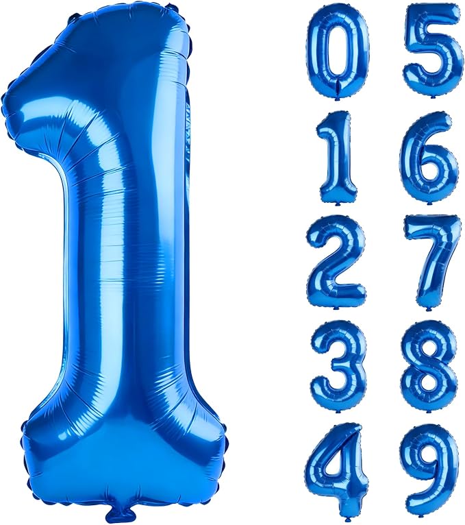 40 Inch Number 1 Balloons for 1st Birthday Party Decorations, 0-100 Dark Blue by FOBELEC