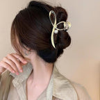 Metal Hair Clips Gold Bow Hair Claw Clips with Pearl Large Bow Claw Clip Strong Hold Nonslip Hair Jaw Clip for Thin Thick Hair Stylish Hair Accessories for Women