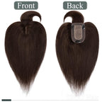 SEGO Hair Toppers for Women Real Human Hair with Thinning Hair, Toppers Hair Pieces Clip in Toppers Straight Hair Pieces with Front Bangs 150% Density Silk Base -10 Inch #2 Dark Brown
