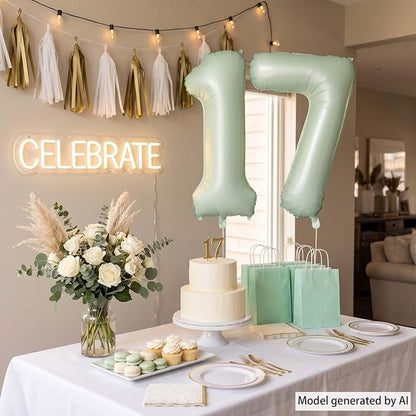 Olive Green Number 17 Balloon 40 Inch, Balloon - Image 3