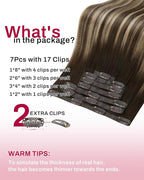 Moresoo Brown to Blonde Seamless Clip in Hair Extensions Real Human Hair Dark Brown to Honey Blonde Ombre Human Hair Extensions Clip ins Long Full Head 120g/7pcs 22 inch
