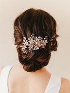 SWEETV Metal Hair Comb, Rhinestone Bridal Hair Clip - Handmade Wedding Hair Accessories for Brides and Bridesmaid, Rose Gold