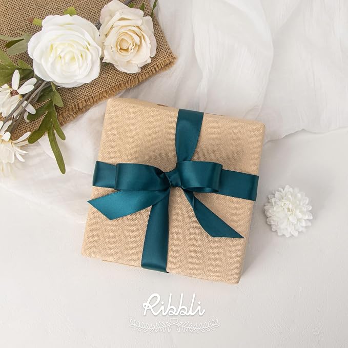 Ribbli Double Faced Teal Ribbon, 1” x Continuous 25 Yards, Use - Image 2