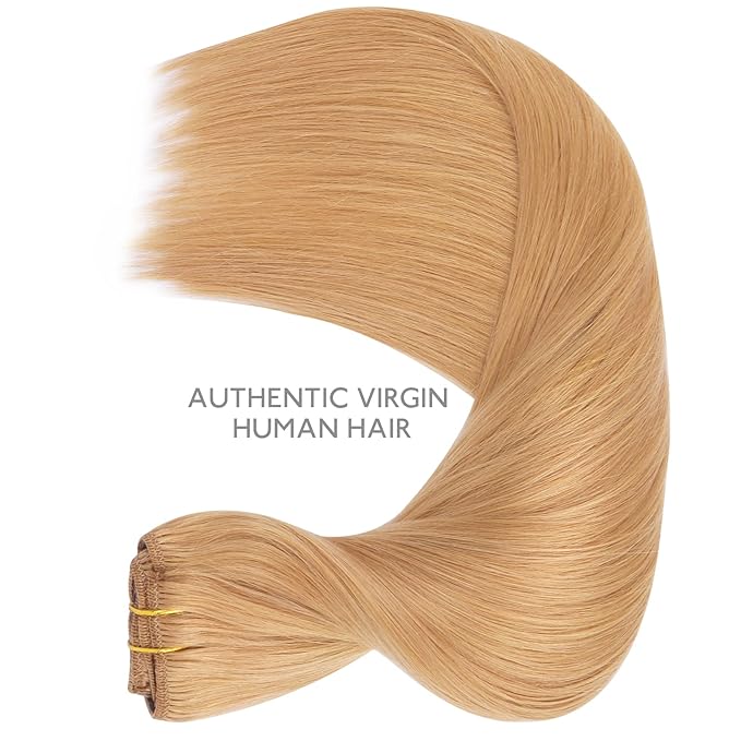 WENNALIFE Clip in Hair Extensions Real Human Hair, 22 Inch 120g 7pcs Human Hair Extensions Clip In Human Hair, Strawberry Blonde Hair Extensions Clip In Real Hair Coloured Remy Human Hair Extensions