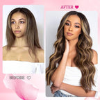 Hair Extensions Clip Ins Kinky Human Hair, 24inch 125g Straight Clip in Hair Extensions Real Human Hair Soft & Natural Handmade Human Hair Clip in Extensions Black Women #P427
