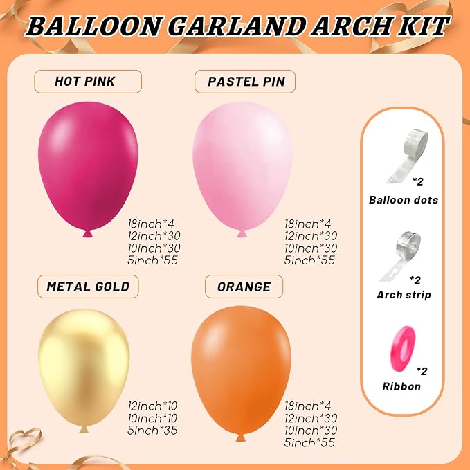 Pink and Orange Balloon Arch Kit - Image 2
