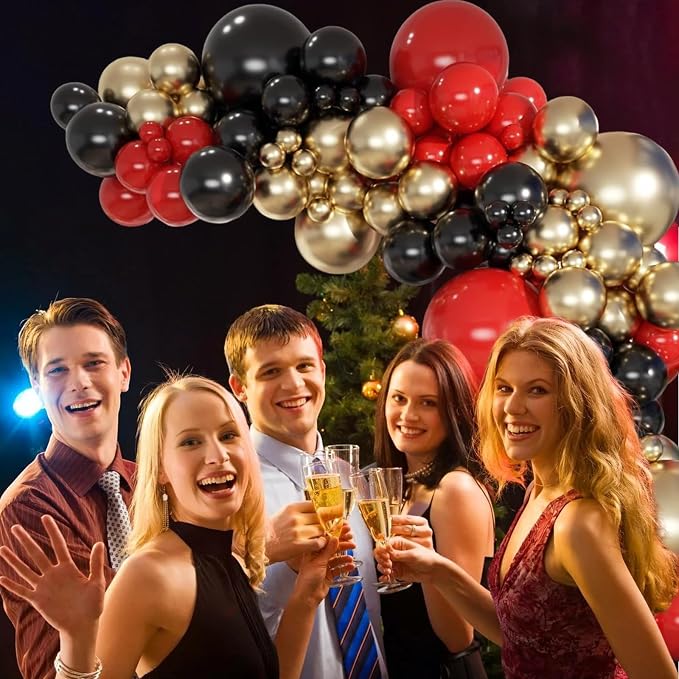 HILAVO Red Black and Gold Balloons - Image 4