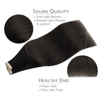 WENNALIFE Tape in Hair Extensions, 40pcs 100g 16 Inch Dark Brown Human Hair, Straight Invisible Reusable Real Extensions