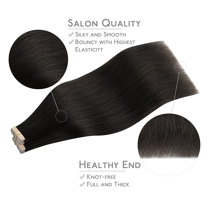 WENNALIFE Tape in Hair Extensions, 40pcs 100g 14 Inch Dark Brown Human Hair, Straight Invisible Reusable Real Extensions