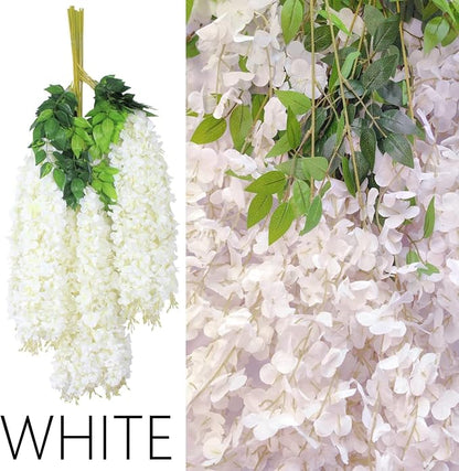48Pcs Artificial Wisteria Flowers 3.6 Feet/Piece White Dense Artificial Fake - Image 4