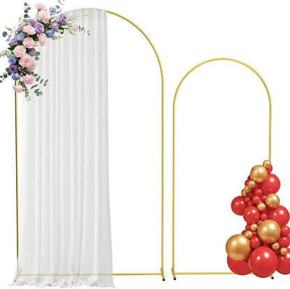 Gold Metal Wedding Arch Backdrop Stand Set of 2, 7.2FT & 6FT Arched Frame by ZHIYO-LIFE
