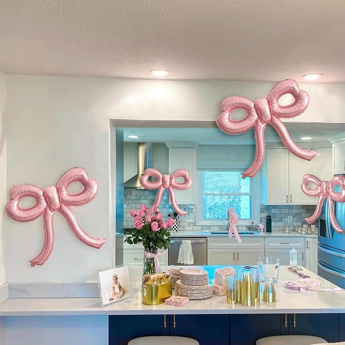 2 Pcs Pink Bow Balloons Bow Party Decorations - Image 7