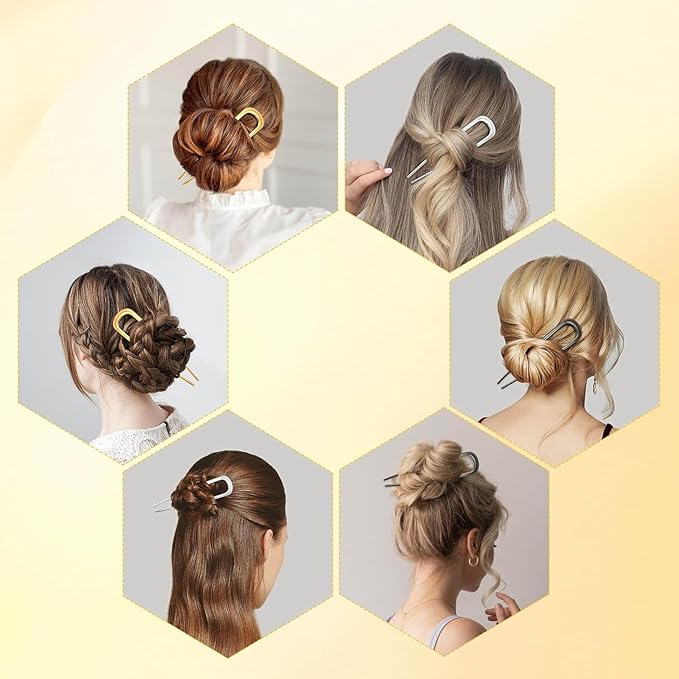 French Pin Hair Clip for Women - Elegant & Durable Metal U-Shaped Hair Pin for Updos, Bun, Chignon & Twist, Secure Hold All Day, Comfortable Fit, Ideal Gift for Her 1pc (Silver)