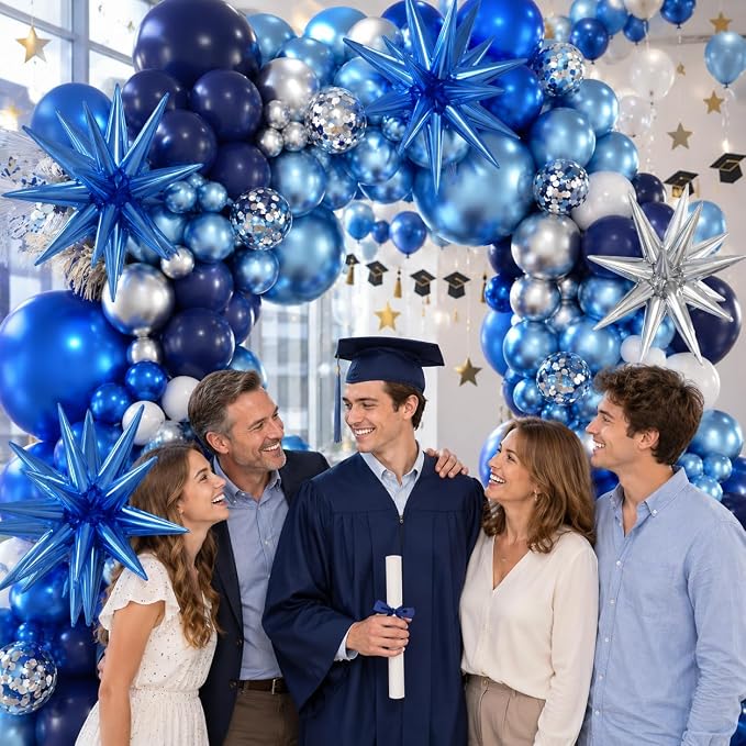 207Pcs Blue White Silver Balloons Garland Arch Kit - Image 5