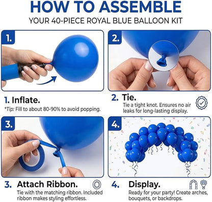 40pcs Royal Blue Balloons 12 Inch, Matte Dark Blue Latex Balloons | Balloons - Image 3