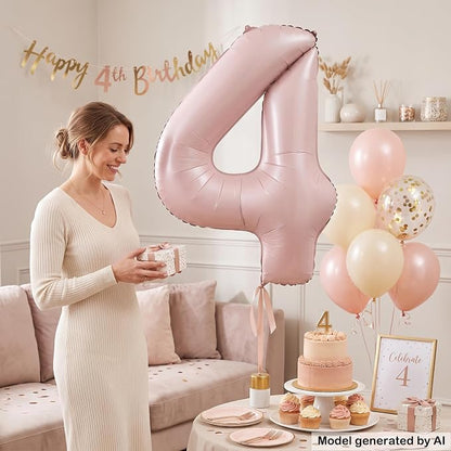 40 Inch Light Pink Foil Number 4 Balloon - Image 5