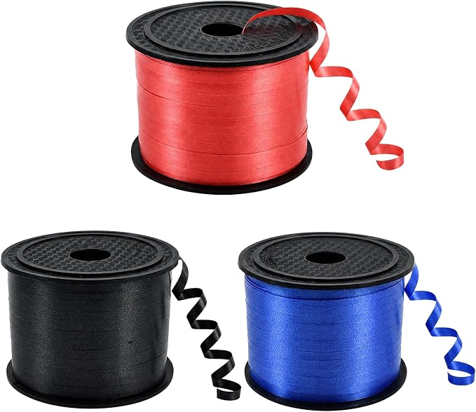 TONIFUL Red Black and Blue Curling Ribbon Balloon String Gift Wrapping | 300 by TONIFUL