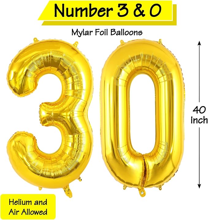 30 Number Balloons Large Foil Number Balloon Big 40 Inch - Image 7