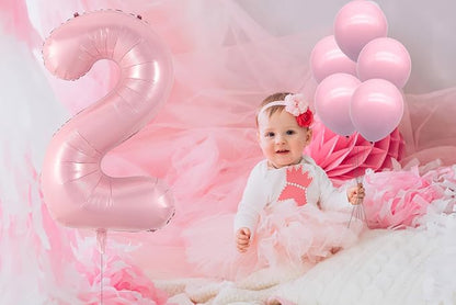 40 Inch Pink Number 2 Foil Balloon Set | - Image 2