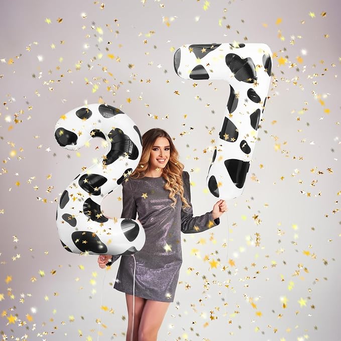 Cow Print Number Balloon 40 Inch Cow Print Number 7 Balloon Cowgirl Theme - Image 2