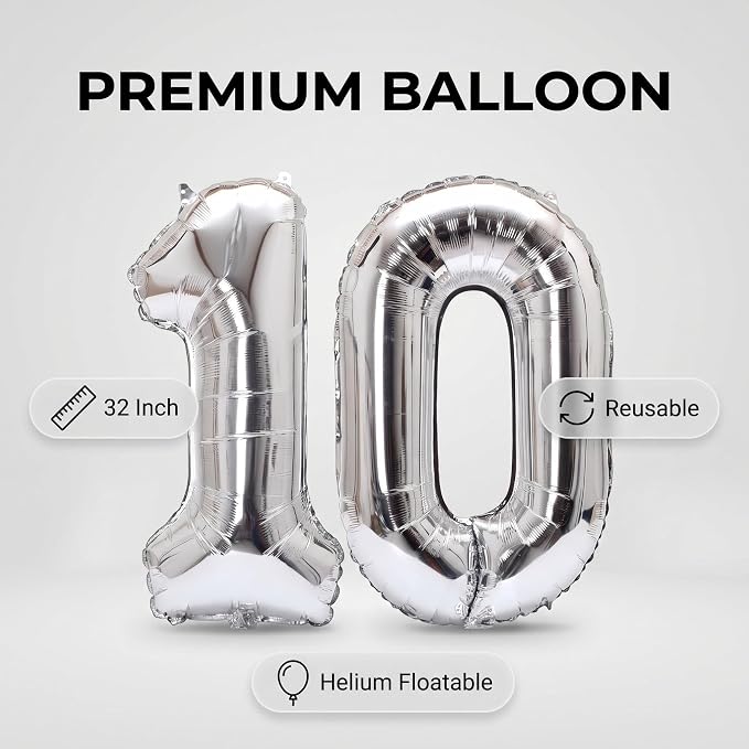 Number 10 Balloon Foil Mylar Balloons - Image 5