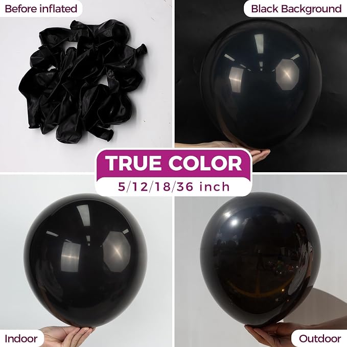 Bezente Black Balloons Latex Party Balloons - Image 2