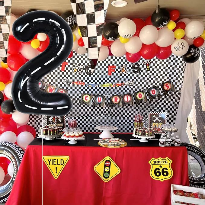 TONIFUL Race Car Black Balloons Car Birthday Party Supplies, 40 Inch Giant - Image 6