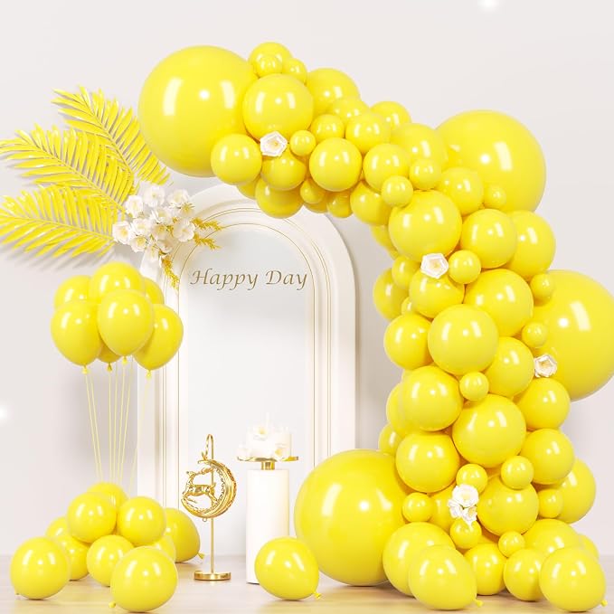 Voircoloria 130pcs Yellow Balloons Garland Arch Kit, 18 12 10 5 Inch | by Voircoloria