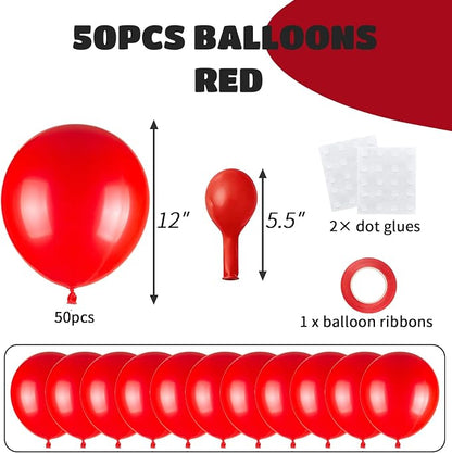 50pcs Red Balloons 12 Inch, Premium Vibrant Red Latex Balloons - Image 2